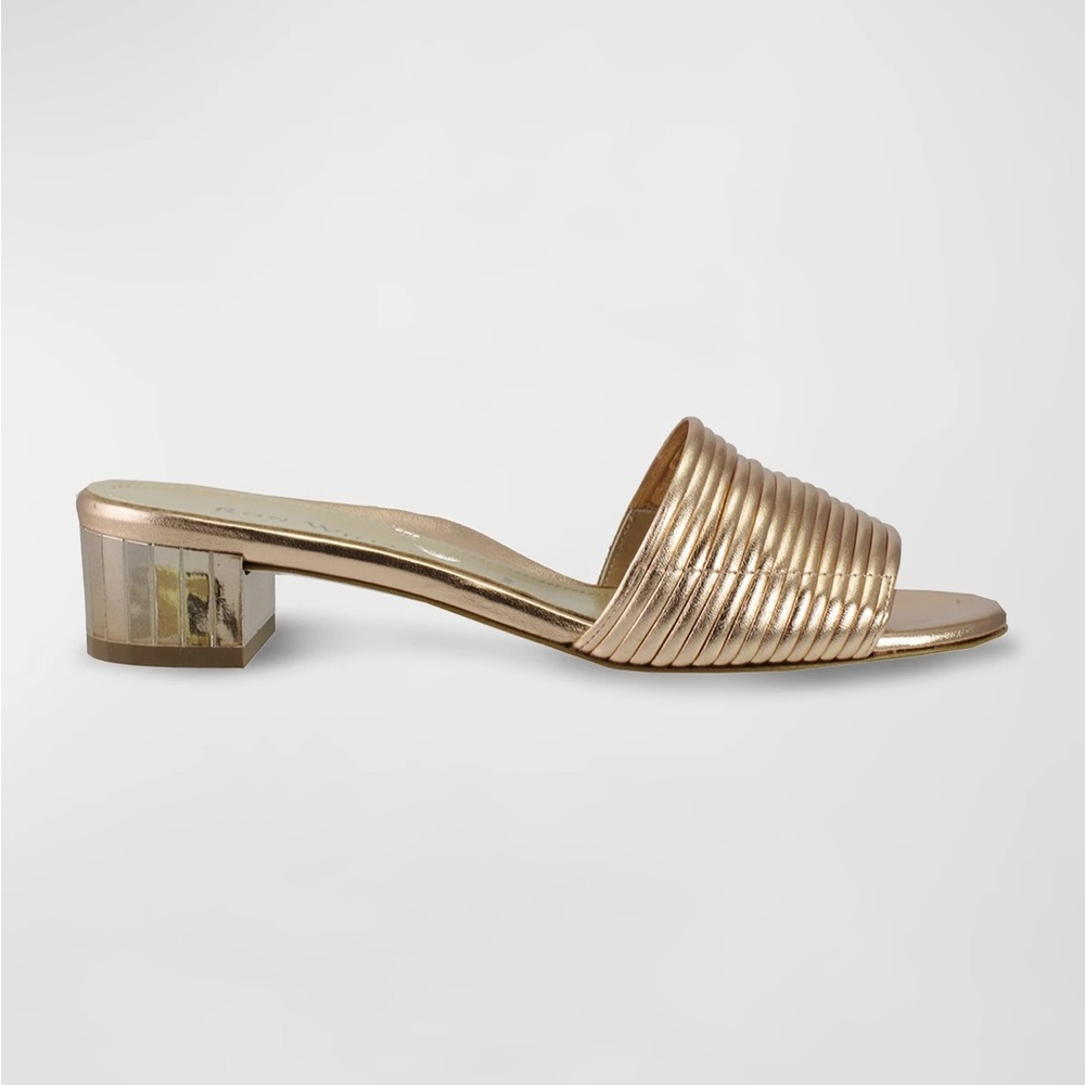 NWOT RON WHITE Evena Metallic Slide Sandals In Rose Gold Size 9.5 (40)